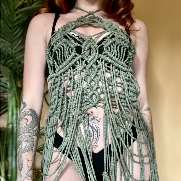 Handmade Macramé Mini Dress Festival Coachella - Picture 4 of 17